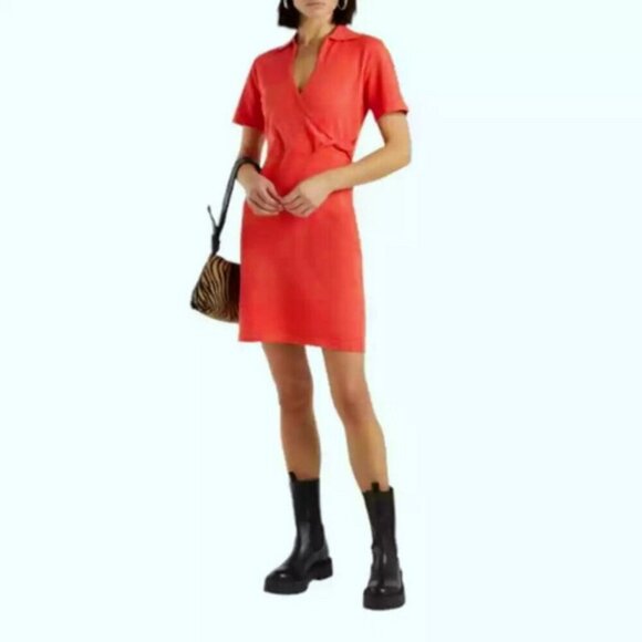 Derek Lam 10 Crosby Coral Raylen Twist Short Sleeve Sweater Dress